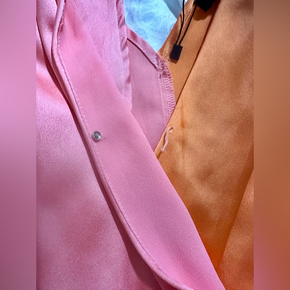 Pink/orange silk tie bodysuit - Picture 4 of 4
